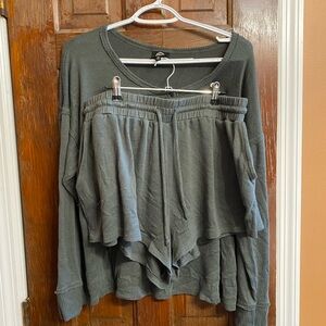 Bobeau Olive Green Knit Lounge Set